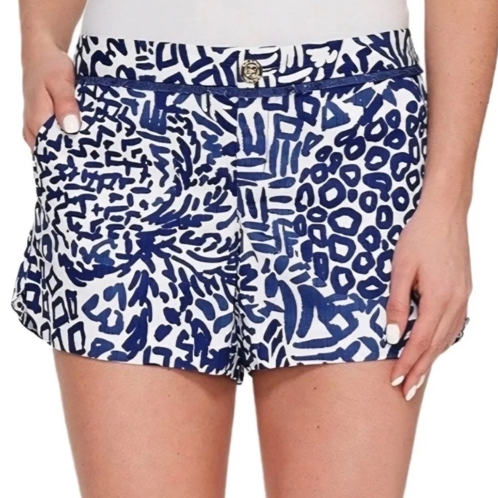 🔥Lily Pulitzer Cotton Blue Adie Shorts Summer Vacation Beach